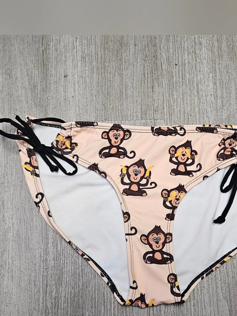Womens Playful Monkey Print Bikini Bottoms Monkey Bikini Banana Bikini Medium - Picture 2 of 6